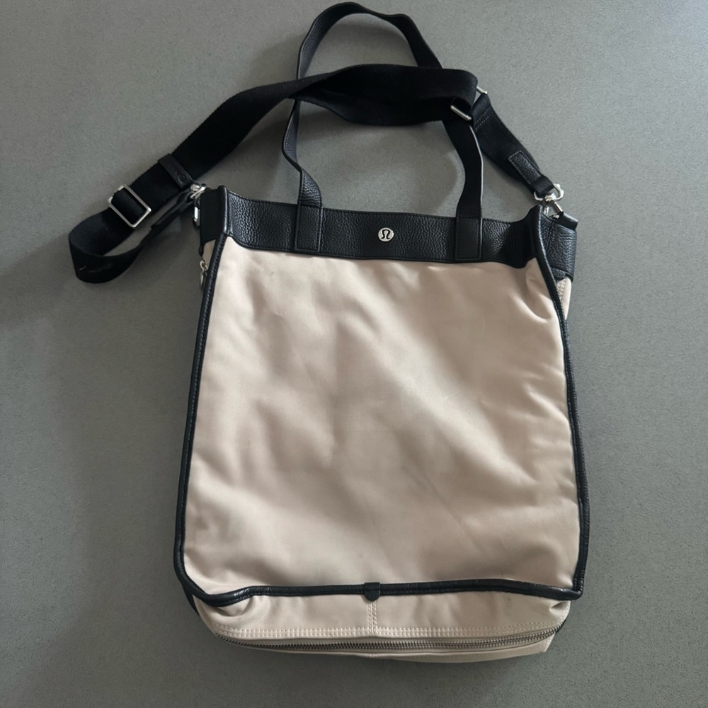 lululemon athletica Black and Cream Tote Bag